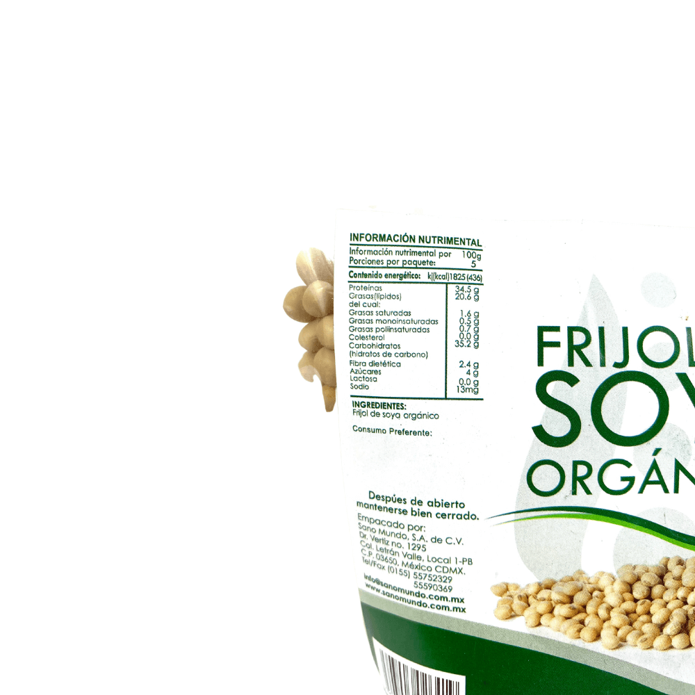 Frijol de Soya Orgánico 500 g. - Sano Mundo