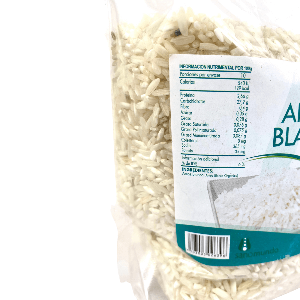 Arroz Blanco Orgánico Bolsa 1 kg. - Sano Mundo