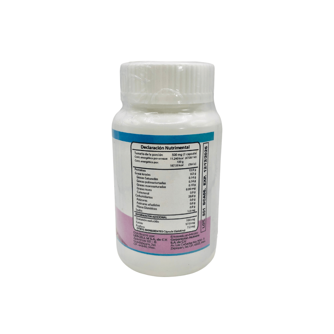 Glutation Biodisponible Reducido 60 Caps 100 mg c/u - Lebcell