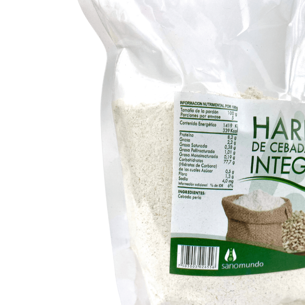 Harina Integral de Cebada Perla 500 g. - Sano Mundo