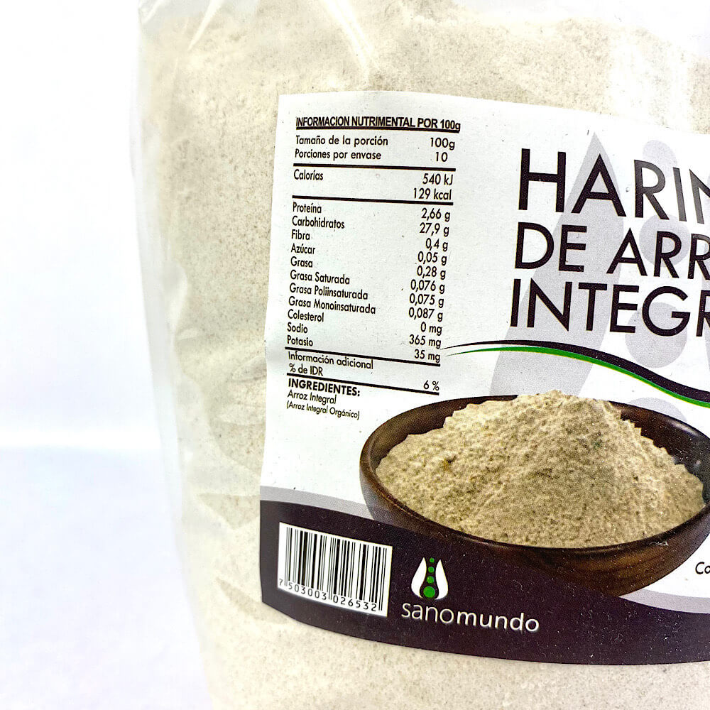 Harina de Arroz Integral Orgánica 1 Kg. - Sano Mundo