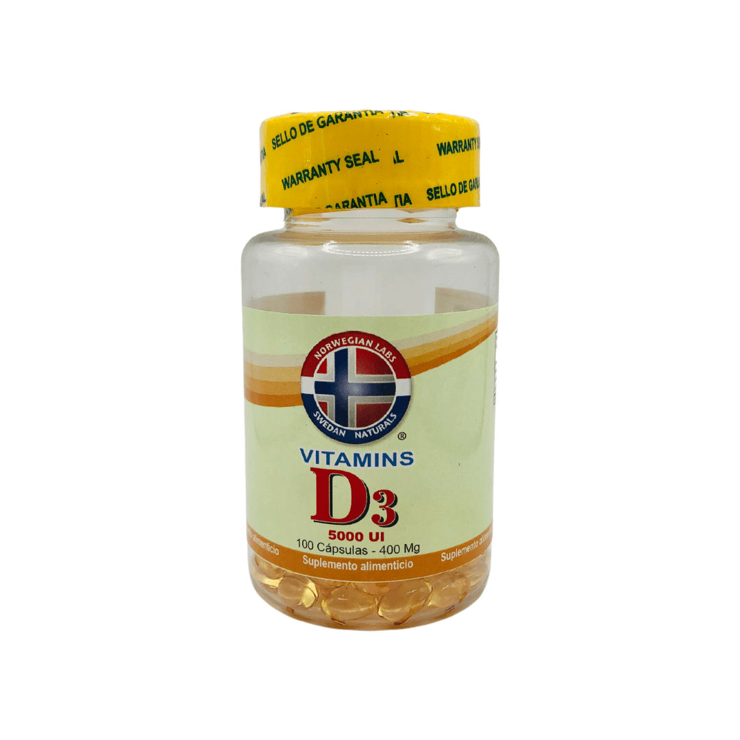 Vitamina D3 100 caps 400 mg c/u - Swedan Naturals
